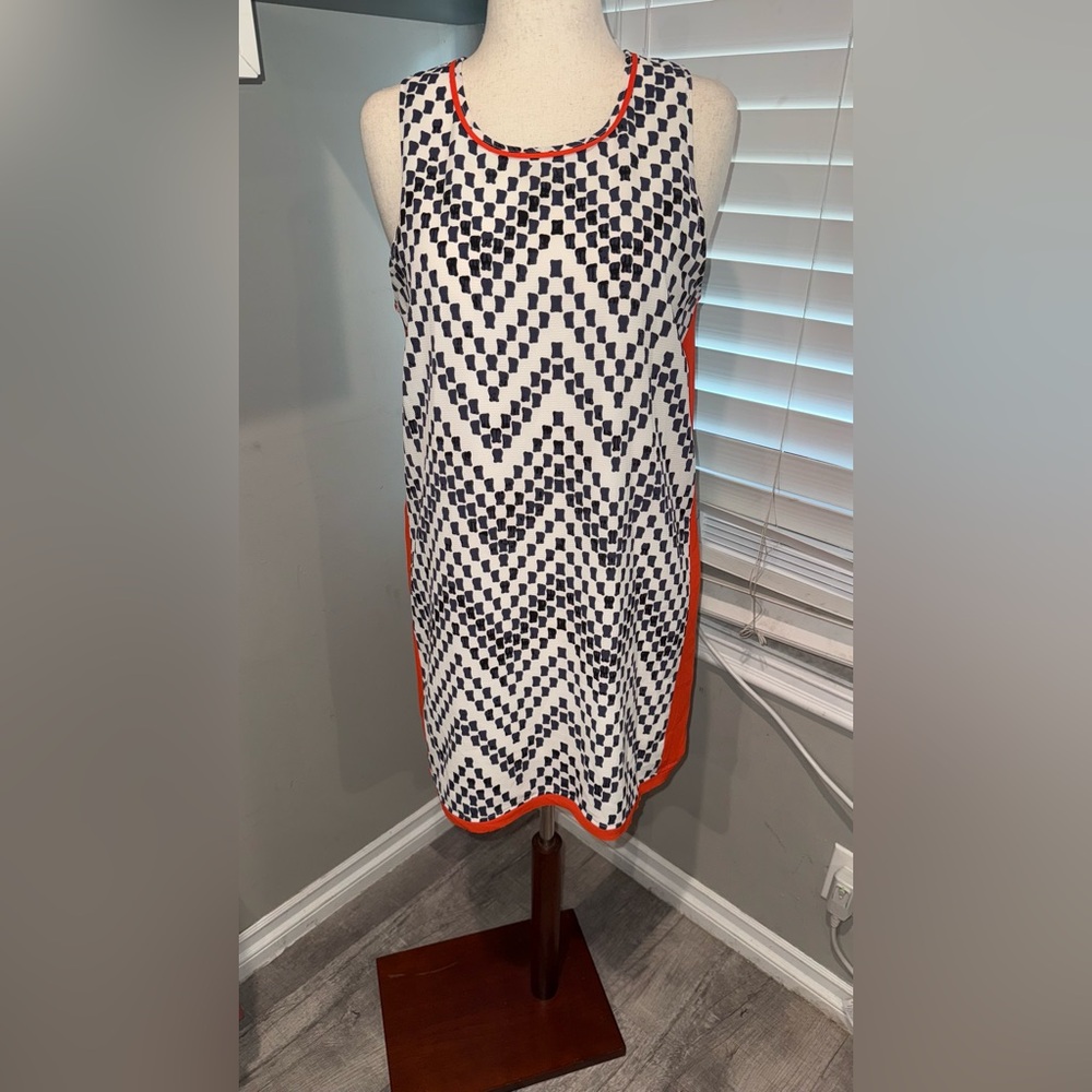 THML Geometric Sleeveless Dress with Red Trim